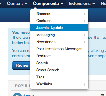 Используйте компонент Обновление Joomla!